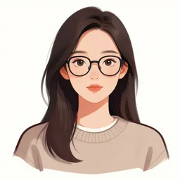 a drawing of a woman wearing glasses and a sweater, a character portrait by Lü Ji, pixiv contest winner, digital art, sketchfab, flat shading, speedpainting