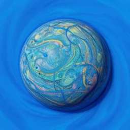 wobbling sphere, qqua and bright blue paint mix abstract background. liquid or marble effect. multicolored mesh texture for marine decor. cold palette abstraction. fantastic color drips surface of digital suminagashi