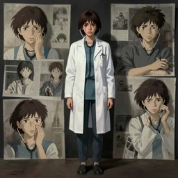 detailed, sharp, full body portrait of a sad and gloomy crying female physician holding a stethoscope by Ilya Kuvshinov and Anna Dittmann and studio ghibli and WLOP and Rossdraws, digital art, surreal, trending on artstation, anime arts, featured on Pixiv, HD, 8K, highly detailed, good lighting, beautiful, epic, masterpiece