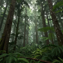 beautiful forest in a humid subtropical climate, award winning concept art, trending on artstation