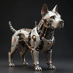 complex 3 d render hyper detail portrait of a mechanical dog cyborg, sci fi, full body, intricate, art by kazuhiko nakamura and hajime sorayama, 8 k octane detailed render, post - processing, extremely hyperdetailed, intricate futuristic mechanic parts, maya, dark background, sharp focus, blender, cinematic lighting + masterpiece, trending on artstation