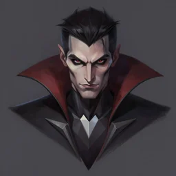 hq rendering, dark vampire, character portrait, concept art, painterly, fanart, highly detailed in the style of overwatch by ilya kuvshinov, wenjun lin, angular geometric symmetrical design