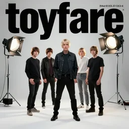toyfare magazine cover of radiohead figures. studio lighting. 3 5 mm f / 2. 8 macro lens. polaroid - w 7 6 8