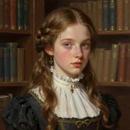 a portrait of a young susan saradon as a pretty librarian, intricate, elegant, highly detailed, digital painting, trending on artstation, concept art, smooth sharp focus, illustration, art by artgerm and greg rutkowski