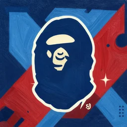 Bape x Oni Akuma profile picture by Sachin Teng, asymmetrical, Organic Painting ,geometric shapes, Blue and Red, Hard Light, hard edges, energetic, graffiti, street art:2 by Sachin Teng:4
