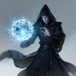 a portrait of dark mage casting ice - ball and shoot it, cyberpunk concept art, trending on artstation, highly detailed, intricate, sharp focus, digital art, 8 k