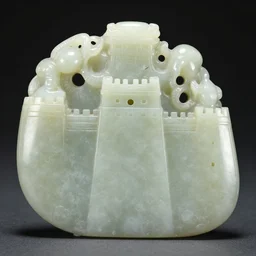 carved jade sculpture in the shape of a beautiful fortress