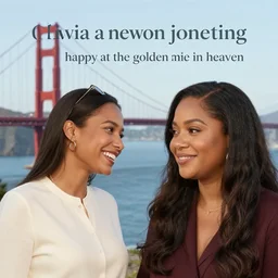 “ olivia newton jon meeting happy at the golden gate in heaven ”