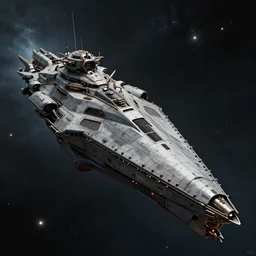 A concept art of Warhammer 40000 battleship in open space, gothic style, high details, octane render, dark future