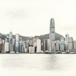 pencil sketch of hong kong skyline, wide angle, hyper detailed - n 6