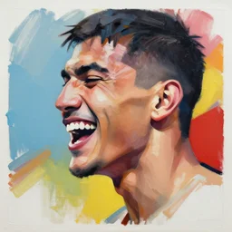 greg manchess portrait of a filipino mma fighter uncontrolable laughter, profile picture, organic painting, sunny day, matte painting, bold shapes, hard edges, street art, trending on artstation, by huang guangjian, gil elvgren, ruan jia, randy vargas, greg rutkowski