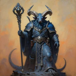painting of great seer skaven holding a staff, prophet of the great horned rat, rat person, vermintide, zdzislaw beksinski, lewis jones, dariusz zawadzki, wayne barlow, warhammer, great horned rat, cold hue's, warm tone gradient background, concept art