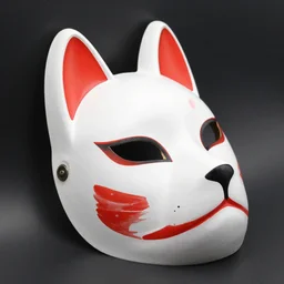 photography of kitsune mask from japan, still life, natural lighting, studio, upward side view, iso 1 0 0, shutter speed 1 2 5, aperture 8, award winning