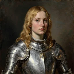 beautiful rugged saoirse ronan, blonde hair, wearing silver armour, portrait, oil painting by titian, hard focus, masterpiece