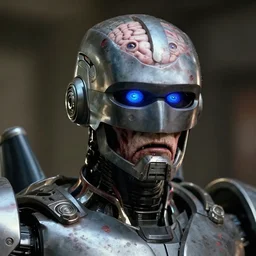 zombie infected robocop mecha brain and eyeballs max headroom movie.