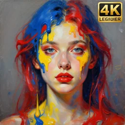 very detailed masterpiece portrait painting of Stable Diffusion!!, 4k resolution, J.C. leyendecker!! Valentina Remenar!! Digital art, paint tool sai!! Blue, red, yellow, melting colors!! Perfect face!! Correct body proportions!!