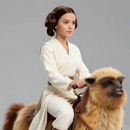 Admiral Akbar as Princess Leia riding an Ewok