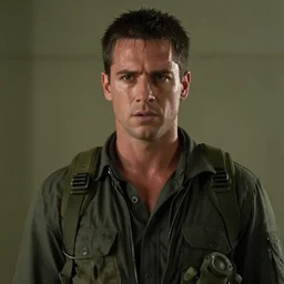 HIMARS as The American Psycho, cinematic still, sweating hard