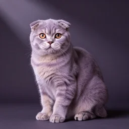 Lilac-colored Scottish Fold kitten sitting