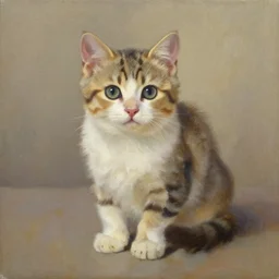 an oil painting of a kitten