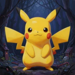 an infinitely detailed oil painting of a gothic pikachu by kuraya emi yume nikki inspired | atmospheric