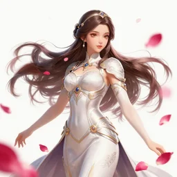 beautiful intricate fanart of valkyr female surrounded by rose petals, elegant pose, well designed, high quality, artstation, deviantart, furaffinity, octane render