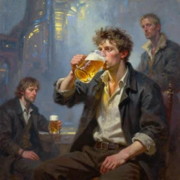 poland guy drinking beer made by ivan aivazovsky, peter mohrbacher, greg rutkowski volumetric light effect broad light oil painting painting fantasy art style sci - fi art style realism premium prints available artwork unreal engine