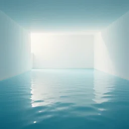 Beautiful soft liminal Photograph of an infinite infinite water-filled room