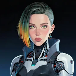portrait of cyberpunk millie bobby brown as a robot by yoji shinkawa