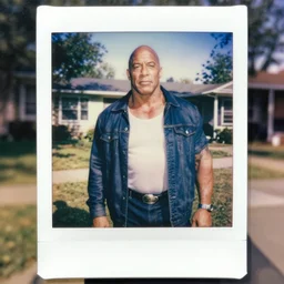 detailed color analog medium format photo made by harmony korine, polaroid photo of old person with cool outfit and the body of ronnie coleman, in american suburbs, high production value, intricate details, 8 k resolution, hyperrealistic, hdr, photorealistic, high definition, tehnicolor, award - winning photography, masterpiece, amazing colors,