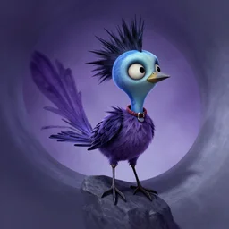 curved perspective digital art of an anthropomorphic punk bird by anton fadeev from nightmare before christmas