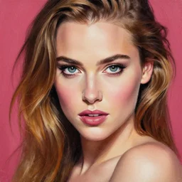 A sexy Daisy Ridley painting with a piercing gaze, vibrant