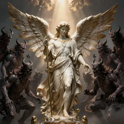archangel michael surrounded by demons, artstation, high definition