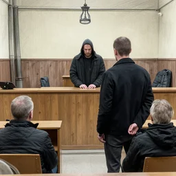 a polish serial killer on a trial in a court, pleaded guilty on 1 2 murders, courtroom sketch