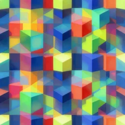 kim jung gi us style seamless pattern of large colorful cubes with three point perspective, very detailed, super realistic