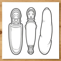 phallic objects, coloring book, outline art, digital art, drawing, simplistic