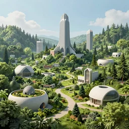 a beautiful ultradetailed rendering of nature abandoned architecture village by louis kahn, forest scumm bar biopunk, archdaily, wallpaper, highly detailed, trending on artstation.