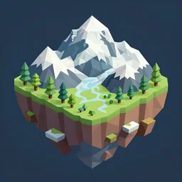 a beautiful floating island with everest landscape isometric art, low poly art, game art, artstation, 3D render, high detail, cgsociety, octane render, sharp focus