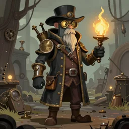 plague doctor, steampunk, atompunk, in the style of machinarium