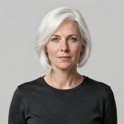 portrait of a woman with short white hair, medium shot, illustration, highly detailed, high quality, by olaf bjornsson