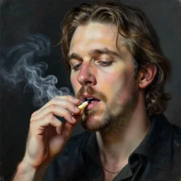 Portrait of Lord Benzo doing drugs, paiting, hyper detailed