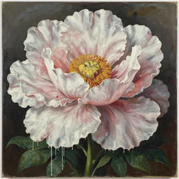 the most beautiful giant massive flower, by annibale carracci, by ivan shishkin, by kiki smith, canvas, dripping paint, splatter paint