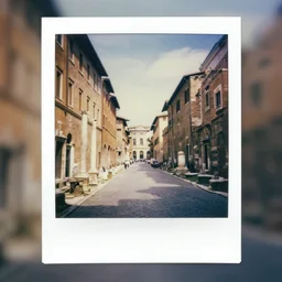 a color Polaroid photo of a Roman city street in 15 BC, HDR, 4K, trending, very very very very very realistic