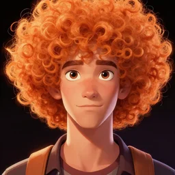 illustration of curly orange hair men as a pixar film poster, smooth, intricate, octane, reflects, masterpiece artwork, ultra detailed, artgerm, digital art, trending on artstation, behance, deviantart