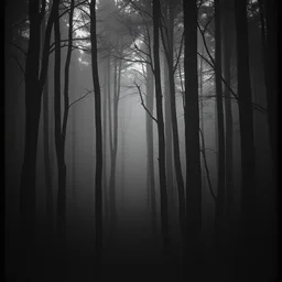 a henry tarkovsky movie ghosts in a dark forest, cinestill 8 0 0 t 3 5 mm b & w, heavy grain, high quality, black, natural textures, photorealistic, natural textures, ambient occlusion, hd, haze, criteria collection