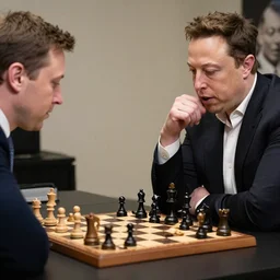 Mark Zuckerberg plays chess with Elon Musk