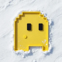 pacman made of yellow snow, photography