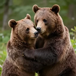 Jiménez del Oso hugging a bear