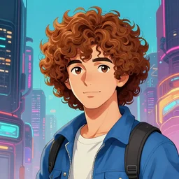 highly detailed colorful illustration of a curly - haired persian guy in a cyberpunk city by moebius, nico delort, oliver vernon, kilian eng, joseph moncada, damon soule, manabu ikeda, kyle hotz, dan mumford, otomo, 4 k resolution