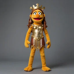full body portrait of Lena Heady as Helen of Troy as a muppet